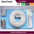 TV AERIAL COAXIAL CABLE EXTENSION KIT-5M COAXIAL CABLE-3X COAXIAL PLUGS